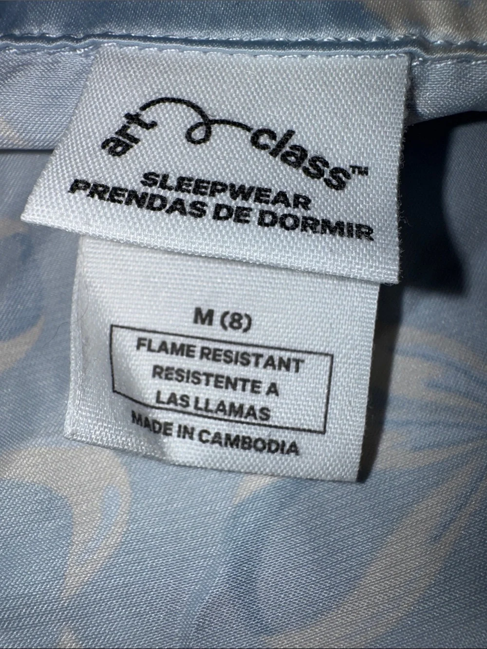 art class Light Blue Satin Short Pajama Set with Ivory Bow Print